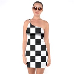 Chess Board Background Design One Soulder Bodycon Dress