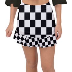 Chess Board Background Design Fishtail Mini Chiffon Skirt by Wegoenart