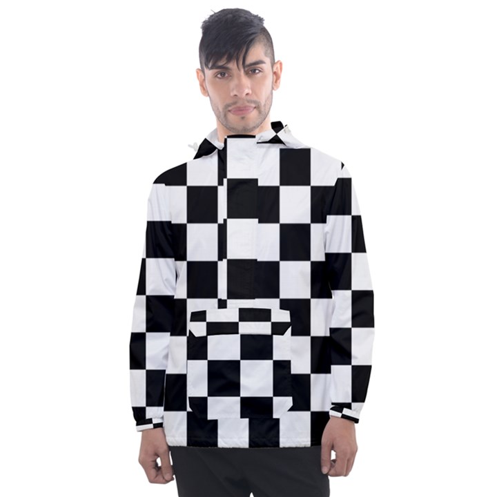 Chess board background design Men s Front Pocket Pullover Windbreaker