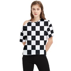 Chess Board Background Design One Shoulder Cut Out Tee by Wegoenart