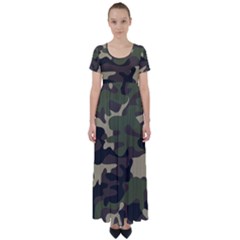 Texture-military-camouflage-repeats-seamless-army-green-hunting High Waist Short Sleeve Maxi Dress by Wegoenart