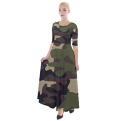 Texture-military-camouflage-repeats-seamless-army-green-hunting Half Sleeves Maxi Dress by Wegoenart