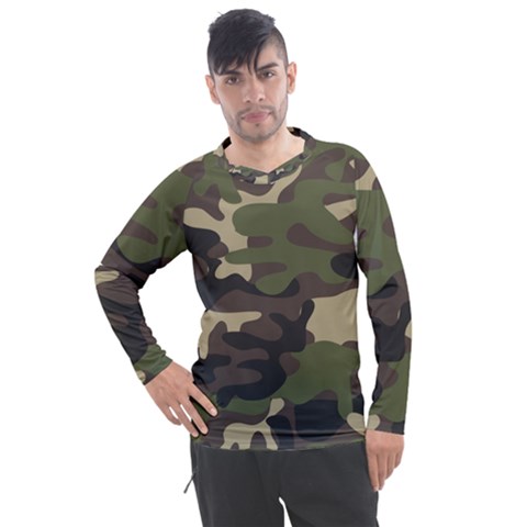 Texture-military-camouflage-repeats-seamless-army-green-hunting Men s Pique Long Sleeve Tee by Wegoenart