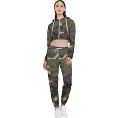 Texture-military-camouflage-repeats-seamless-army-green-hunting Cropped Zip Up Lounge Set by Wegoenart