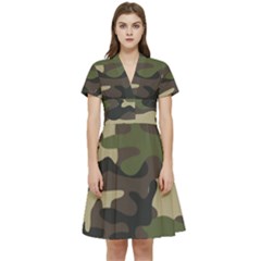 Texture-military-camouflage-repeats-seamless-army-green-hunting Short Sleeve Waist Detail Dress by Wegoenart