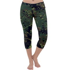 Military-background-grunge-style Capri Yoga Leggings by Wegoenart