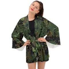 Military-background-grunge-style Long Sleeve Kimono