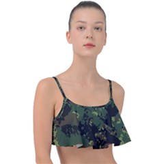 Military-background-grunge-style Frill Bikini Top by Wegoenart