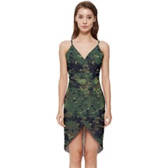 Military-background-grunge-style Wrap Frill Dress by Wegoenart