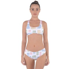 Cute-cat-colorful-cartoon-doodle-seamless-pattern Criss Cross Bikini Set by Wegoenart