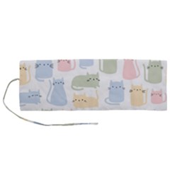 Cute-cat-colorful-cartoon-doodle-seamless-pattern Roll Up Canvas Pencil Holder (m) by Wegoenart