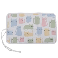 Cute-cat-colorful-cartoon-doodle-seamless-pattern Pen Storage Case (s) by Wegoenart