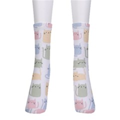 Cute-cat-colorful-cartoon-doodle-seamless-pattern Crew Socks