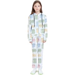 Cute-cat-colorful-cartoon-doodle-seamless-pattern Kids  Tracksuit by Wegoenart