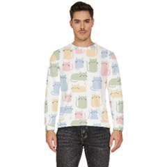 Cute-cat-colorful-cartoon-doodle-seamless-pattern Men s Fleece Sweatshirt by Wegoenart