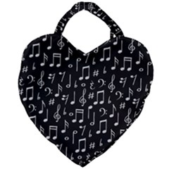 Chalk-music-notes-signs-seamless-pattern Giant Heart Shaped Tote by Wegoenart