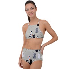 Cute-cat-seamless-pattern High Waist Tankini Set by Wegoenart