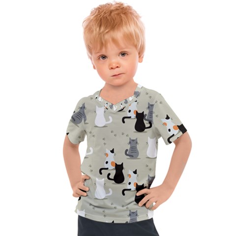 Cute-cat-seamless-pattern Kids  Sports Tee by Wegoenart