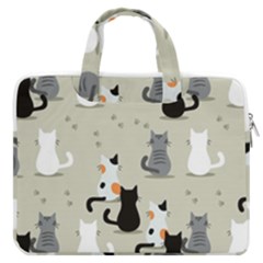 Cute-cat-seamless-pattern Macbook Pro 13  Double Pocket Laptop Bag by Wegoenart