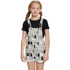 Cute-cat-seamless-pattern Kids  Short Overalls by Wegoenart