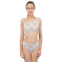 Clean Brown And White Ornament Damask Vintage Spliced Up Two Piece Swimsuit by ConteMonfrey