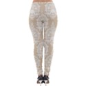 Clean Brown And White Ornament Damask Vintage Lightweight Velour Leggings View2