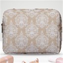 Clean Brown And White Ornament Damask Vintage Make Up Pouch (Large) View1