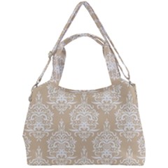 Clean Brown And White Ornament Damask Vintage Double Compartment Shoulder Bag by ConteMonfrey