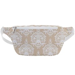 Clean Brown And White Ornament Damask Vintage Waist Bag  by ConteMonfrey