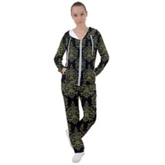 Black And Green Ornament Damask Vintage Women s Tracksuit by ConteMonfrey