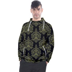 Black And Green Ornament Damask Vintage Men s Pullover Hoodie by ConteMonfrey