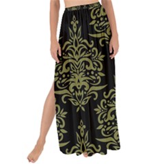 Black And Green Ornament Damask Vintage Maxi Chiffon Tie-up Sarong by ConteMonfrey