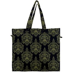 Black And Green Ornament Damask Vintage Canvas Travel Bag by ConteMonfrey