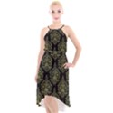 Black And Green Ornament Damask Vintage High-Low Halter Chiffon Dress  View1