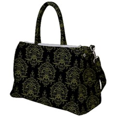 Black And Green Ornament Damask Vintage Duffel Travel Bag by ConteMonfrey