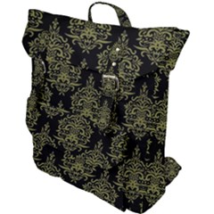 Black And Green Ornament Damask Vintage Buckle Up Backpack by ConteMonfrey