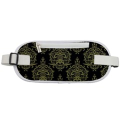 Black And Green Ornament Damask Vintage Rounded Waist Pouch by ConteMonfrey