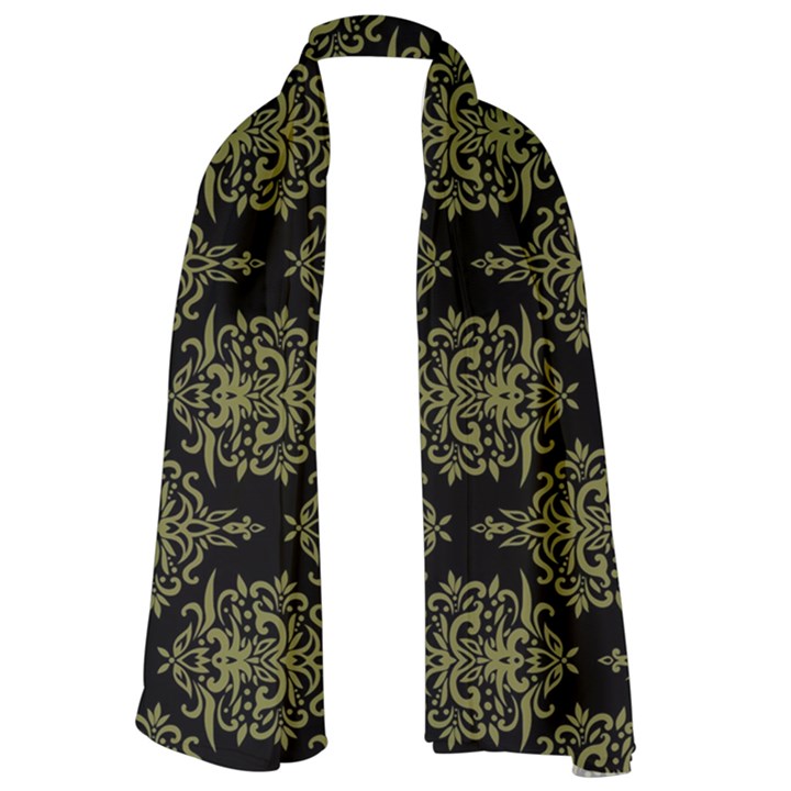 Black And Green Ornament Damask Vintage Lightweight Scarf 