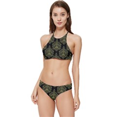 Black And Green Ornament Damask Vintage Banded Triangle Bikini Set by ConteMonfrey