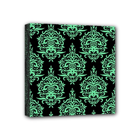 Black And Neon Ornament Damask Vintage Mini Canvas 4  X 4  (stretched) by ConteMonfrey