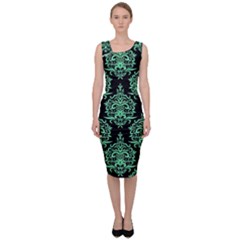 Black And Neon Ornament Damask Vintage Sleeveless Pencil Dress by ConteMonfrey