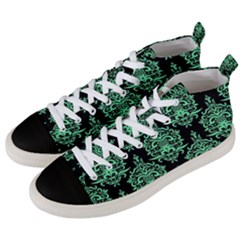 Black And Neon Ornament Damask Vintage Men s Mid-top Canvas Sneakers by ConteMonfrey