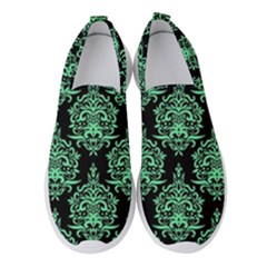 Black And Neon Ornament Damask Vintage Women s Slip On Sneakers by ConteMonfrey