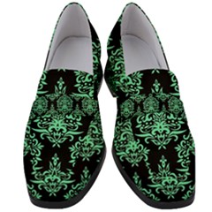 Black And Neon Ornament Damask Vintage Women s Chunky Heel Loafers by ConteMonfrey