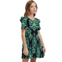 Black And Neon Ornament Damask Vintage Kids  Frilly Sleeves Pocket Dress View2