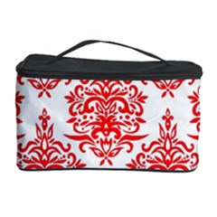 White And Red Ornament Damask Vintage Cosmetic Storage by ConteMonfrey