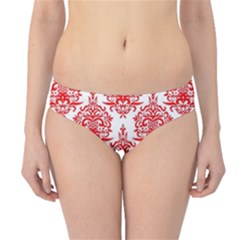 White And Red Ornament Damask Vintage Hipster Bikini Bottoms by ConteMonfrey