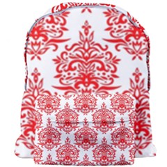 White And Red Ornament Damask Vintage Giant Full Print Backpack by ConteMonfrey