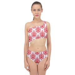 White And Red Ornament Damask Vintage Spliced Up Two Piece Swimsuit by ConteMonfrey