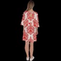 White And Red Ornament Damask Vintage Velour Kimono Dress View4